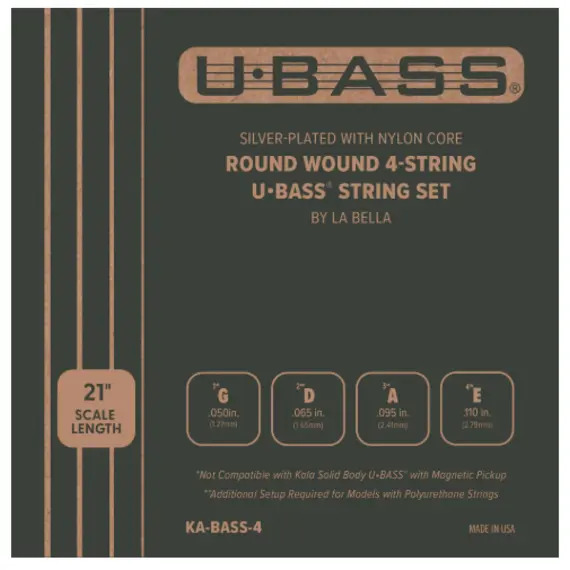 Kala KA-BASS-4 Silver Plated Nickel Core Round Wound U-BASS Strings - 4-String Set