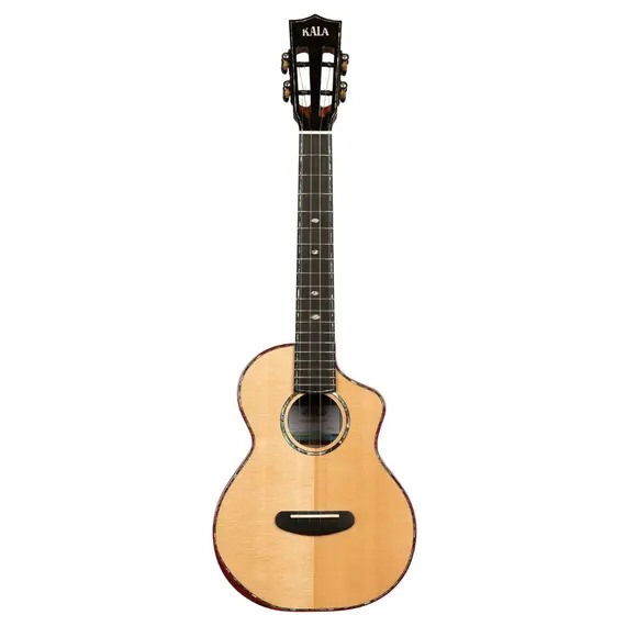 Kala Contour Deluxe All Solid Gloss Spruce Rosewood Tenor Ukulele w/ Cutaway and Bag