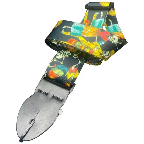 Leather Graft Graphic Series Guitar Strap - Night Of The Living Dead Party Skulls