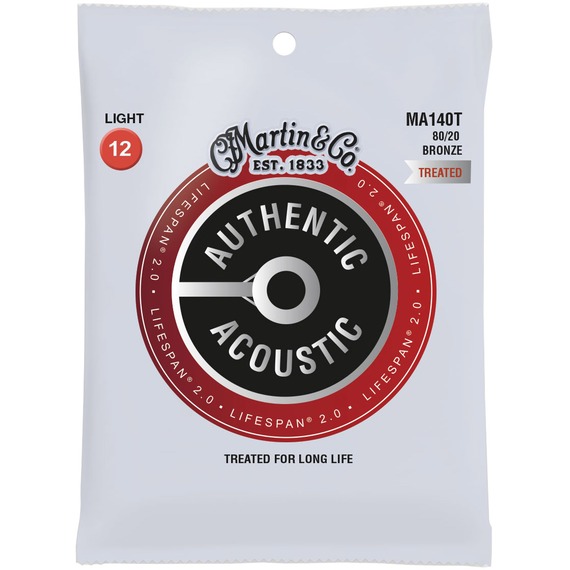Martin Authentic Acoustic LifeSpan 2 Acoustic Guitar Strings - 80/20 Bronze 