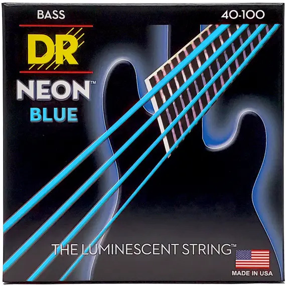 DR Hi-Def Coated Bass Strings Neon Blue (4 Strings)