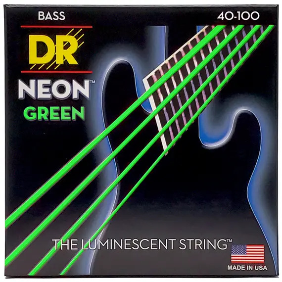 DR Hi-Def Coated Bass Strings Neon Green (4 Strings)