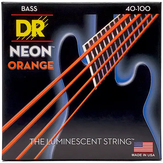 DR Hi-Def Coated Bass Strings Neon Orange (4 Strings)