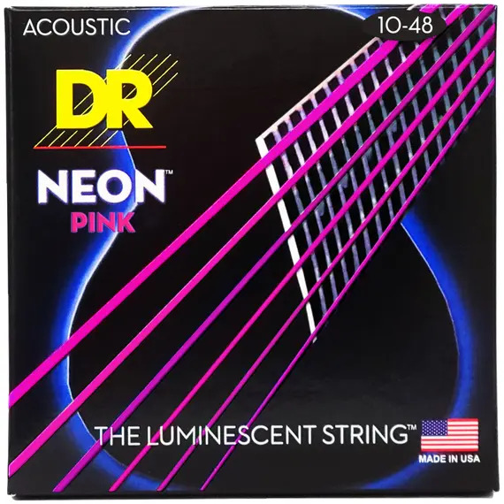 DR Hi-Def Acoustic Guitar Strings Neon Pink