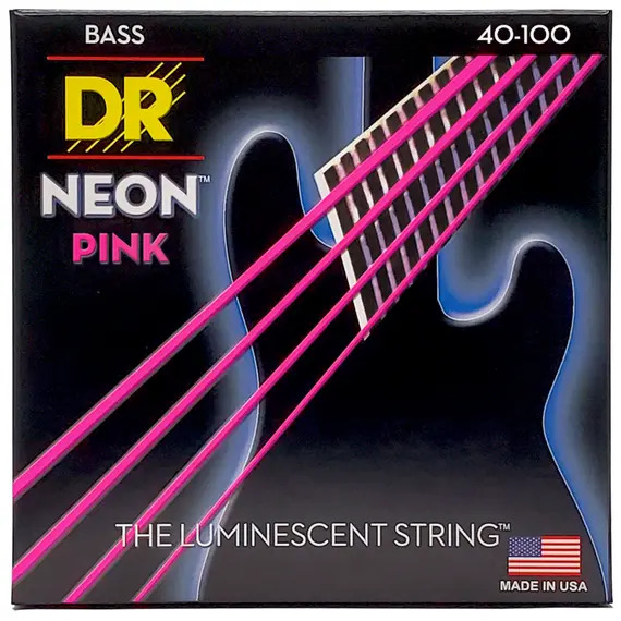 DR Hi-Def Coated Bass Strings Neon Pink (4 Strings)