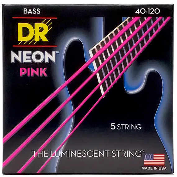 DR Hi-Def Coated Bass Strings Neon Pink (5 Strings)