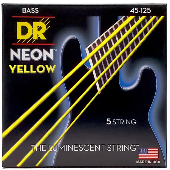 DR Hi-Def Coated Bass Strings Neon Yellow (5 Strings)