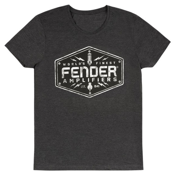 Fender T-Shirt - Amp Logo / Dark Grey with White Logo - SMALL