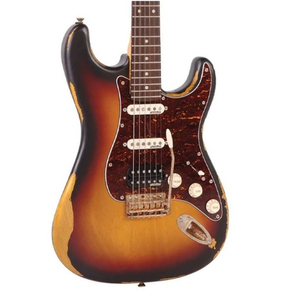 Vintage V6H ICON Electric Guitar - Distressed Tobacco Sunburst
