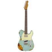 Fender Custom Shop Custom Shop 2018 Ltd Reverse Custom HS Telecaster Heavy Relic - Aged Daphne Blue over 3-Colour Sunburst