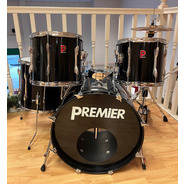 SECONDHAND Premier Vintage Drum Kit - Black - (Hardware + Zildjian Hi-hat Included)