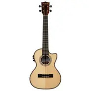 Kala KASSEBYTCE Solid Spruce Striped Ebony Tenor Ukulele w/ Cutaway & EQ