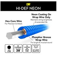 DR Hi-Def Acoustic Guitar Strings Neon Blue