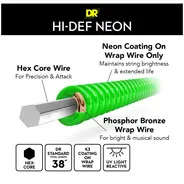 DR Hi-Def Acoustic Guitar Strings Neon Green 