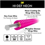 DR Hi-Def Acoustic Guitar Strings Neon Pink
