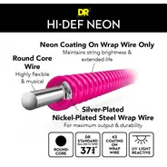DR Hi-Def Coated Bass Strings Neon Pink (4 Strings)