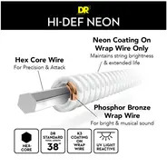 DR Hi-Def Acoustic Guitar Strings Neon White - 10-48