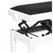 Stagg Complete Height Adjustable Piano Bench - Gloss White With Black VELVET Top