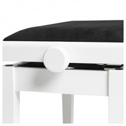 Stagg Complete Height Adjustable Piano Bench - Gloss White With Black VELVET Top