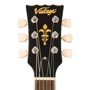 Vintage V100 ReIssued Electric Guitar w/Bigsby - Flamed Black  Vintage V100 ReIssued Electric Guitar