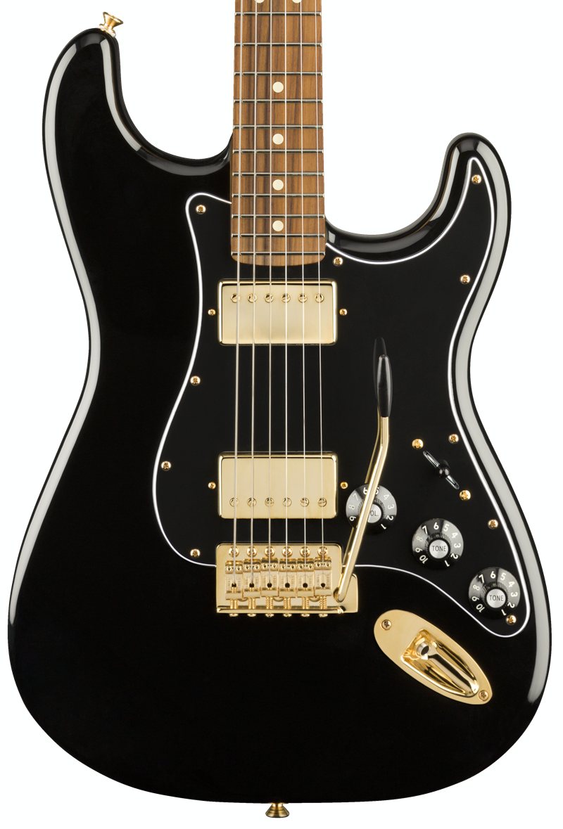 Fender Ltd Mahogany Blacktop HH Strat Blk/Gold - GigGear